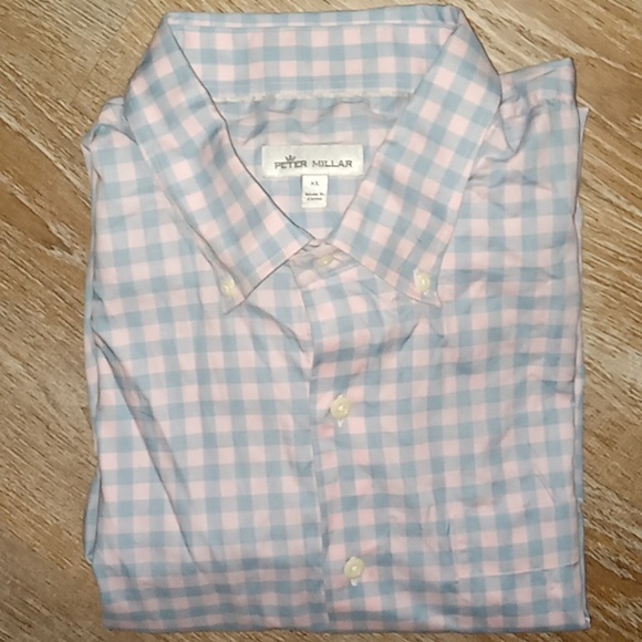 Crown crafted Peter Millar pink and baby blue long sleeve button NWOT XL - Picture 1 of 3